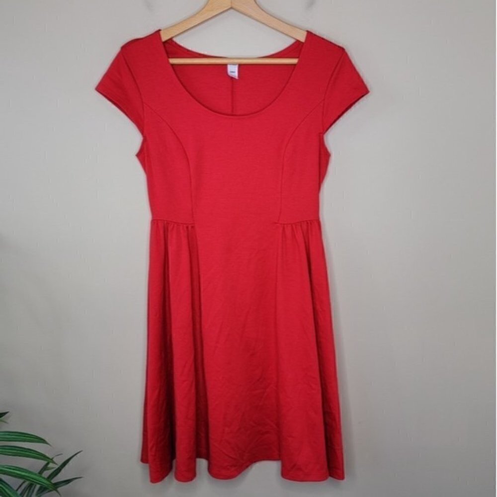 Old Navy Bright Red Cap Sleeve A-line Dress Size Medium